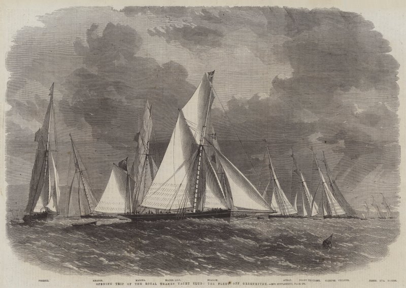 A Royal Thames Yacht Club nyitóútja, a flotta Greenhithe mellett alkotó: Edwin Weedon