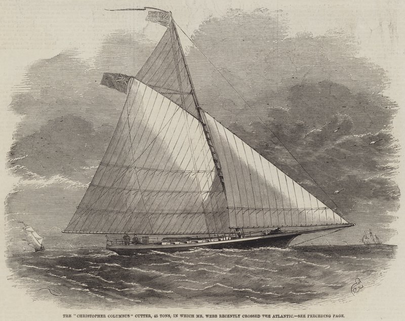 A Christopher Columbus Cutter, 45 tonna, amellyel Webb úr nemrég átkelt az Atlanti-óceánon alkotó: Edwin Weedon
