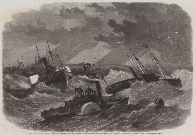 A polgárháború Amerikában, a Hatteras Bar feletti Burnside-expedíció hajóit vezető pikett alkotó: Edwin Weedon
