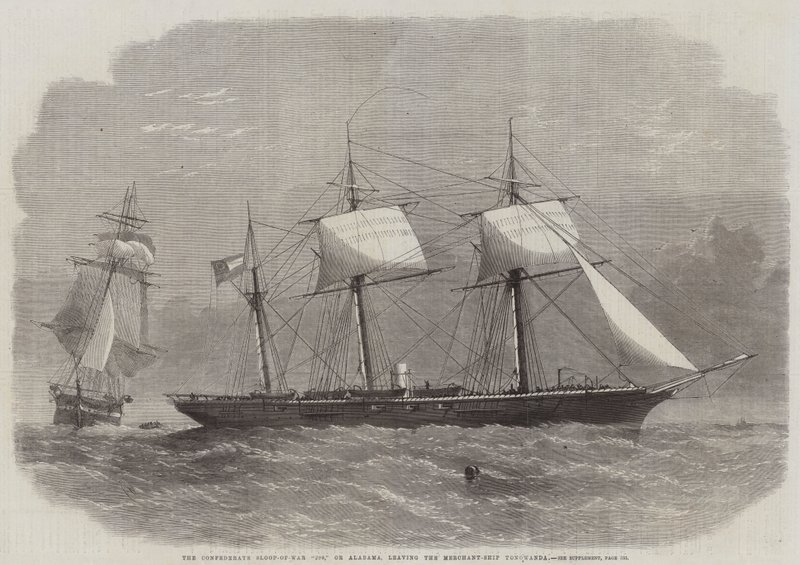 A Conföderate Sloop-of-War 290 vagy Alabama elhagyja a Tonawanda kereskedelmi hajót alkotó: Edwin Weedon