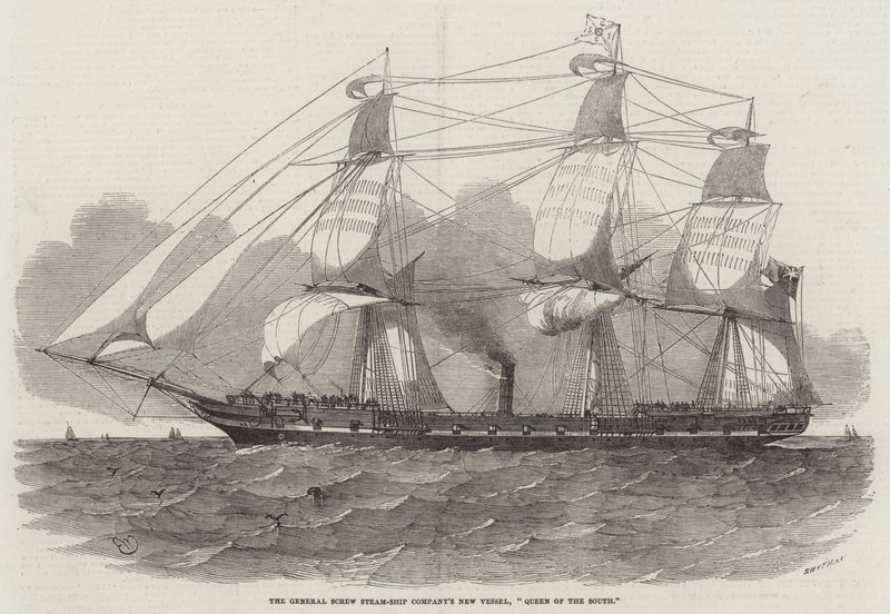 A General Screw Steam-Ship Company új hajója, a Dél királynője alkotó: Edwin Weedon