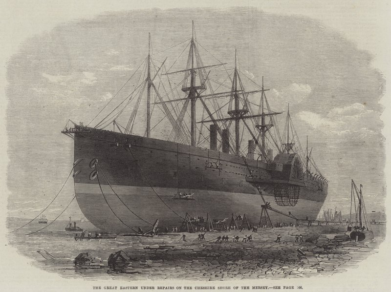 A Great Eastern javítás alatt a Mersey Cheshire partján alkotó: Edwin Weedon