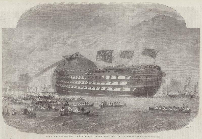 A Marlborough, közvetlenül az indítás után, Portsmouthban alkotó: Edwin Weedon