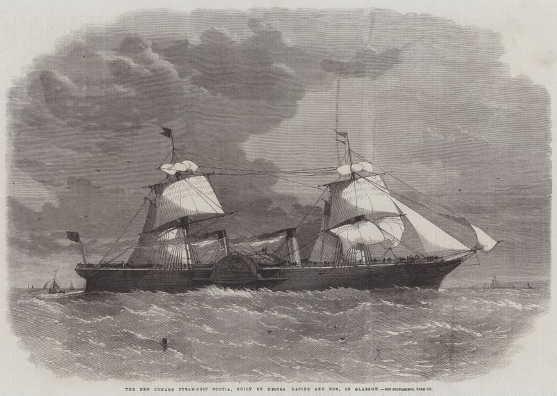 Az új Cunard gőzhajó, a Scotia, amelyet a glasgow-i Messers Napier and Son épített. alkotó: Edwin Weedon
