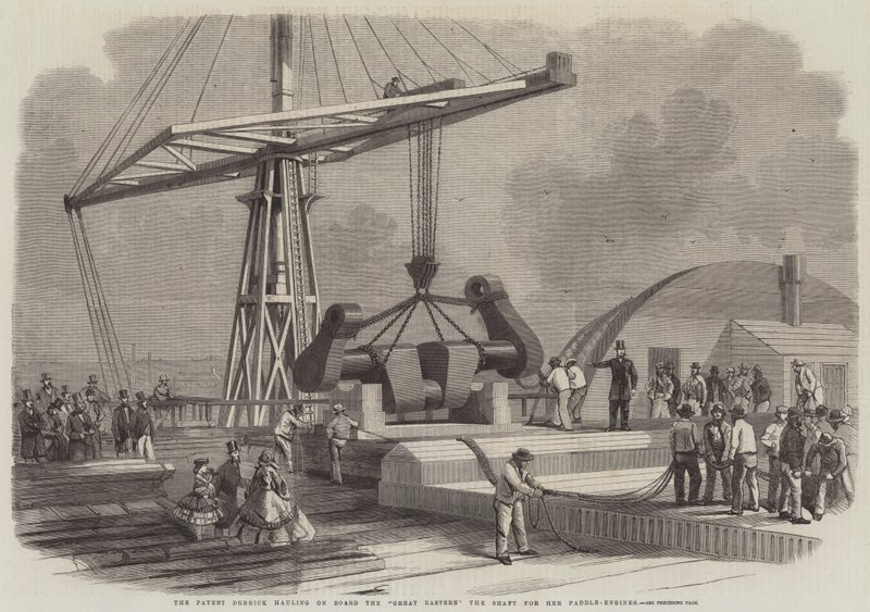 A Patent Derrick, aki a Great Eastern fedélzetére húzza a tengelyt lapátmotorjaiért alkotó: Edwin Weedon