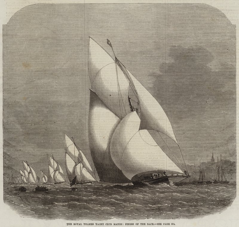 A Royal Thames Yacht Club mérkőzés, a verseny befejezése alkotó: Edwin Weedon