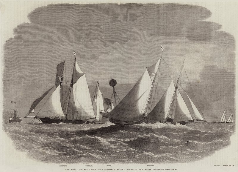 A Royal Thames Yacht Club Schooner Match, megkerülve a Mouse Lightship alkotó: Edwin Weedon