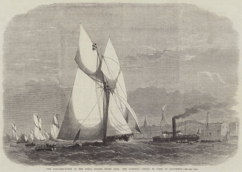 A Royal Thames Yacht Club schooner-mérkőzése, a Gloriana az első Gravesendben alkotó: Edwin Weedon
