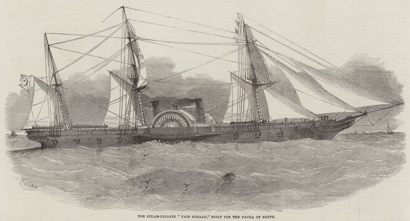 A Steam-Frigate Faid Gihaad, amelyet az egyiptomi Pacha számára építettek alkotó: Edwin Weedon