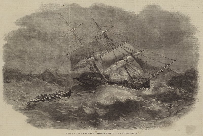 A Schooner roncsa Lovely Nelly a Whitley Sands-on alkotó: Edwin Weedon