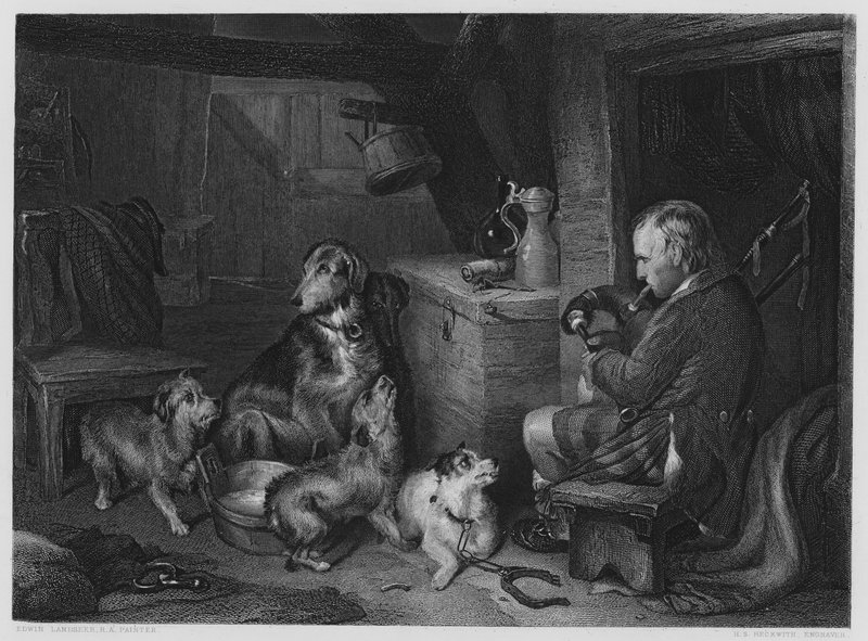 Felvidéki zene, a képről a Vernon Galériában (metszet) alkotó: Edwin (after) Landseer