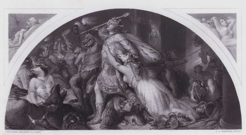 Rout of Comus és bandája (metszet) alkotó: Edwin (after) Landseer