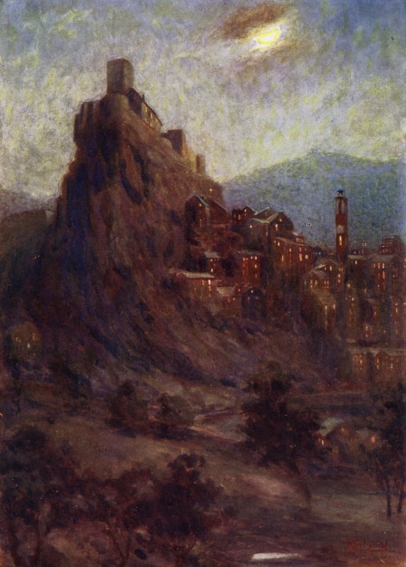 Korzika: Corte, a fellegvár (színes litho) alkotó: Edwin Arthur Norbury