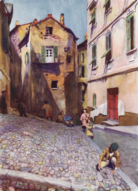 Korzika: Régi házak, Bastia (színes litho) alkotó: Edwin Arthur Norbury