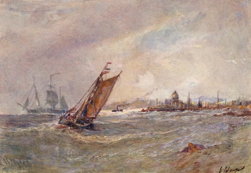 St Peter Port, Guernsey (színes litográfia) alkotó: Edwin Hayes