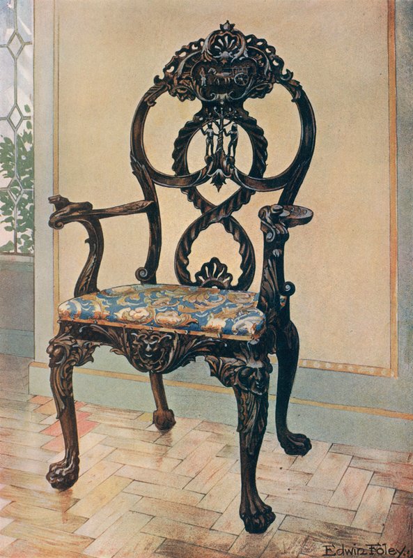 Faragott elnöki szék – Early Chippendale alkotó: Edwin John Foley