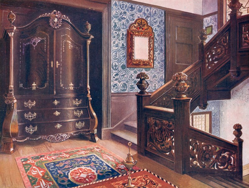 Faragott diófa Bombe Armoire hajtott tartóval alkotó: Edwin John Foley