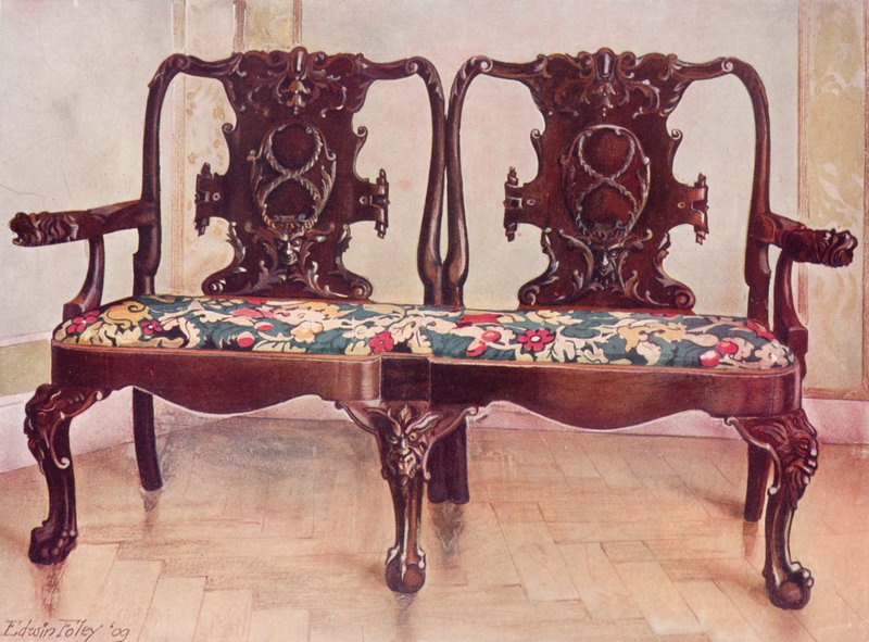Faragott diós Darby és Joan Settee alkotó: Edwin John Foley