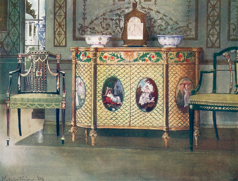 Festett komód és székek alkotó: Edwin John Foley