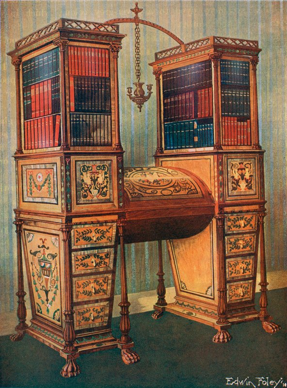 The Sisters berakásos kettős titkár és könyvespolcszekrény – Sheraton, 1800 körül alkotó: Edwin John Foley