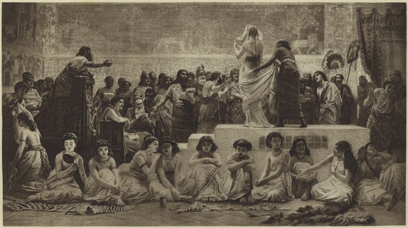 A babiloni házassági piac (fotónyomat) alkotó: Edwin Longsden Long