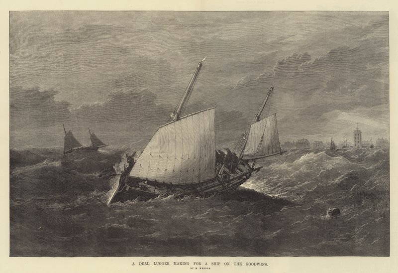 Egy Deal Lugger hajót készít a Goodwins-on alkotó: Edwin Weedon