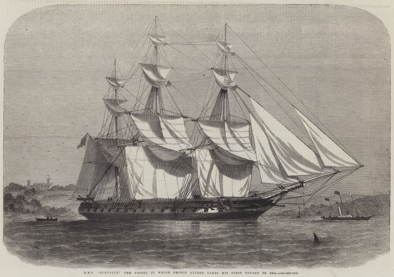 HMS Euryalus, az a hajó, amellyel Alfréd herceg megteszi első tengeri útját alkotó: Edwin Weedon