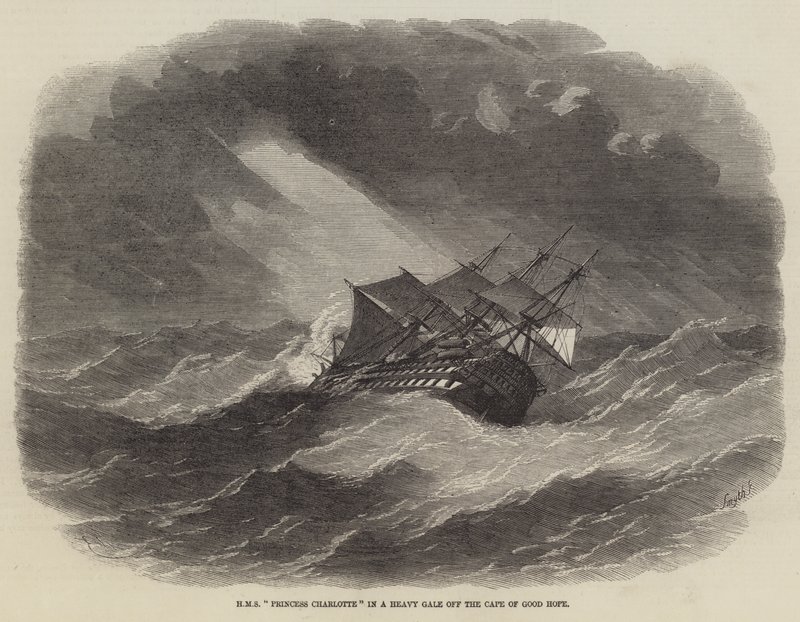 HMS Charlotte hercegnő egy nehéz kocsiban a Jóreménység fokánál alkotó: Edwin Weedon