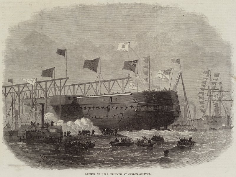 A HMS Triumph bemutatása Jarrow-on-Tyne-ben alkotó: Edwin Weedon