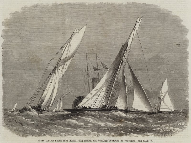 Royal London Yacht Club Match, a Sphinx és a Volante megkerülése Southendnél alkotó: Edwin Weedon