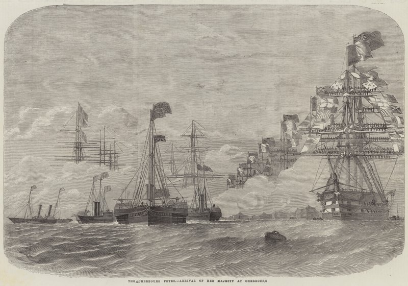 A cherbourg-i ünnepségek, Őfelsége érkezése Cherbourgba alkotó: Edwin Weedon