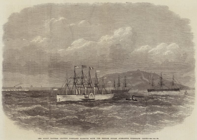 A Great Eastern elhagyja Portland kikötőjét a brit indiai tengeralattjáró-távíró kábellel alkotó: Edwin Weedon