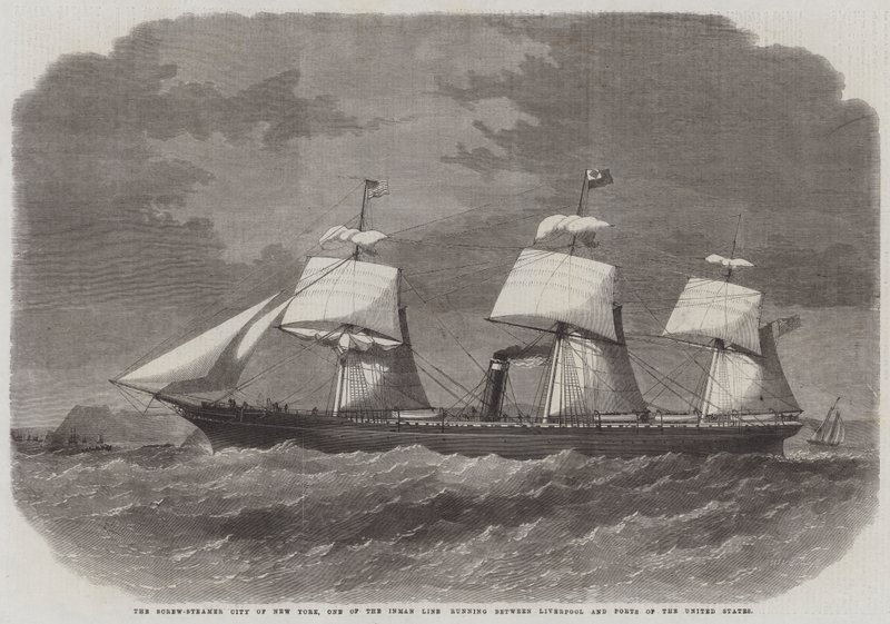 A New York-i Screw-Steamer City, a Liverpool és az Egyesült Államok kikötői között közlekedő Inman-vonal egyike alkotó: Edwin Weedon