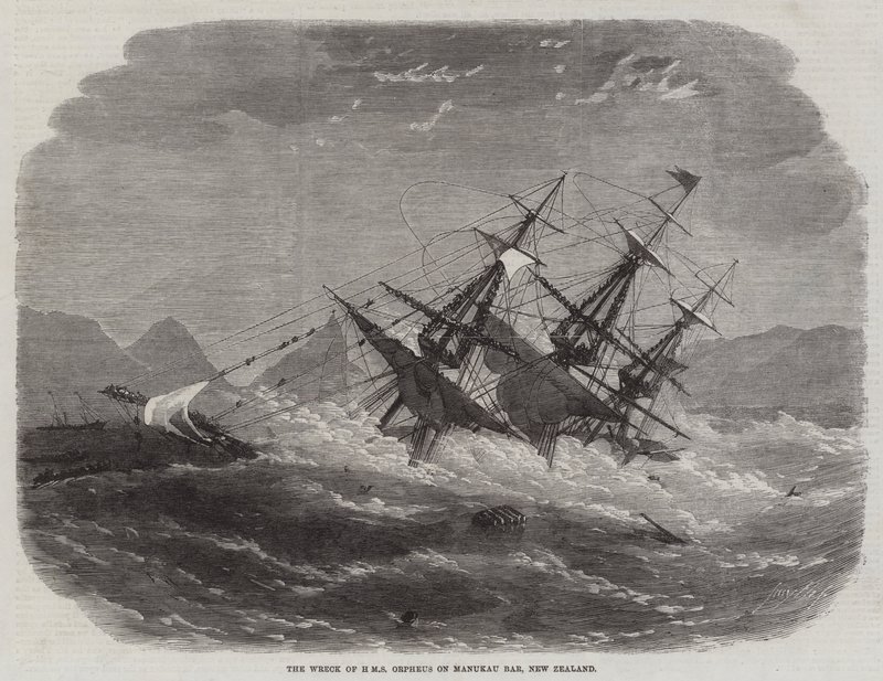 A HMS Orpheus roncsa az új-zélandi Manukau bárban alkotó: Edwin Weedon