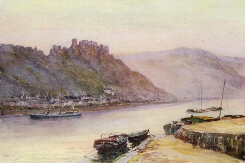 A Rajna: Rheinfels és St Goar (színes litográfia) alkotó: Effie Jardine