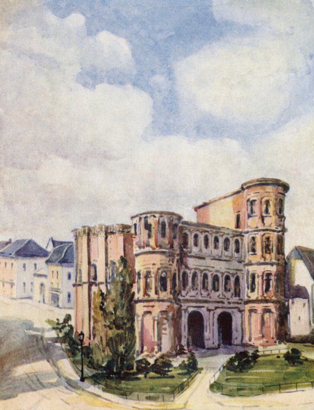 A Rajna: Trier, Porta Nigra (színes litográfia) alkotó: Effie Jardine