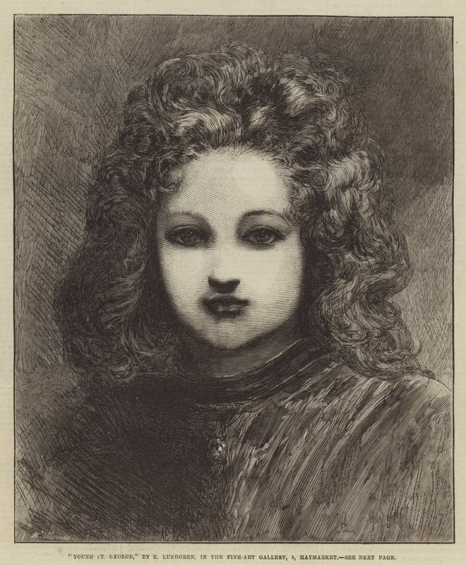 Ifjú Szent György, a Fine-Art Galériában, Haymarket 5. szám alatt. alkotó: Egron Sellif Lundgren