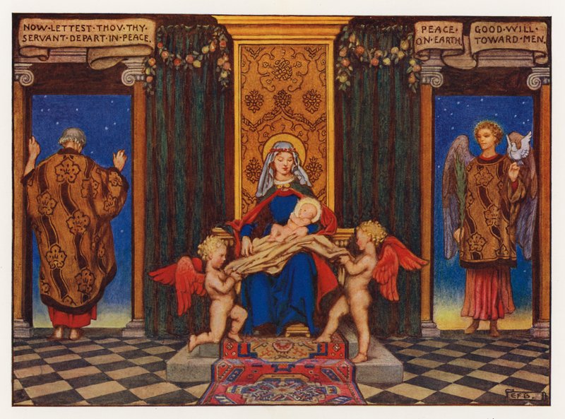 Carols: Béke a Földön (színes litho) alkotó: Eleanor Fortescue Brickdale