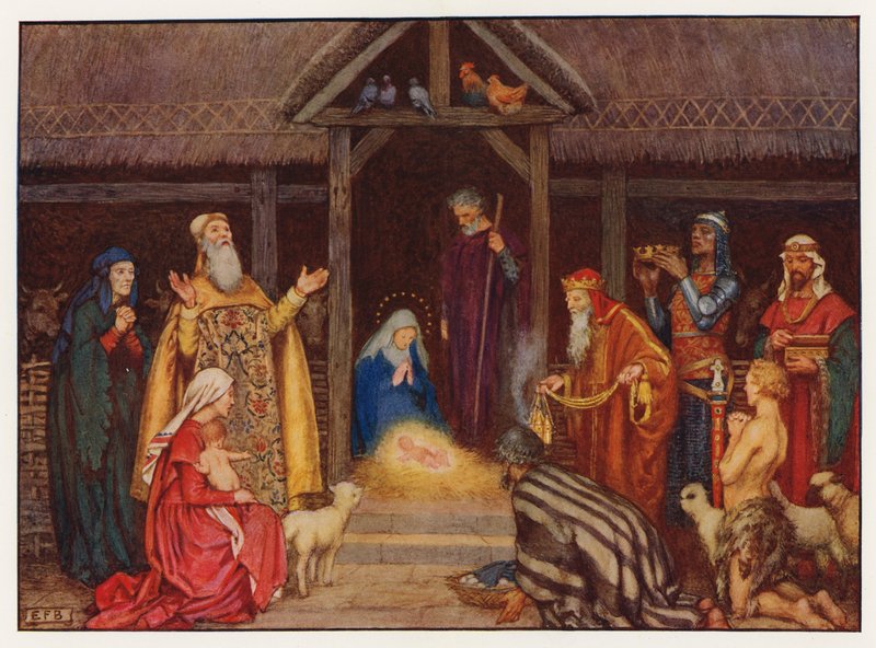 Carols: A születés (színes litó) alkotó: Eleanor Fortescue Brickdale