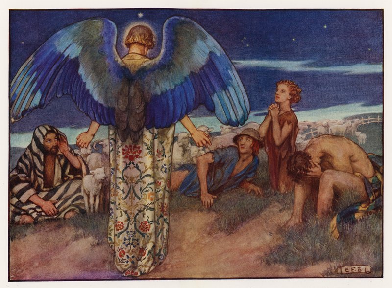 Carols: Amíg a pásztorok nézték (színes litho) alkotó: Eleanor Fortescue Brickdale