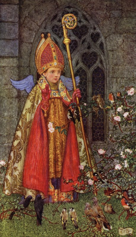 Üdvözlöm, Valentine püspök, akinek ez a napja! Az egész levegő a te egyházmegyéd, és az összes csicsergés (színes litho) alkotó: Eleanor Fortescue Brickdale