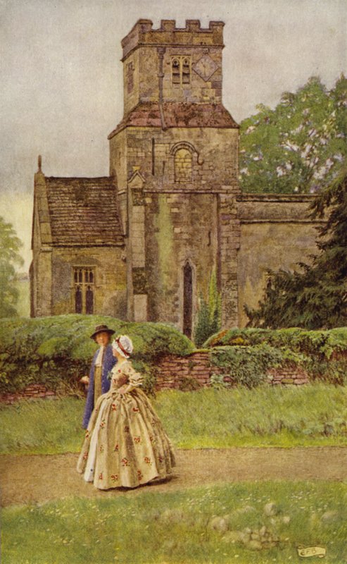 Prédikáció idején elhagyom a templomot (színes litó) alkotó: Eleanor Fortescue Brickdale