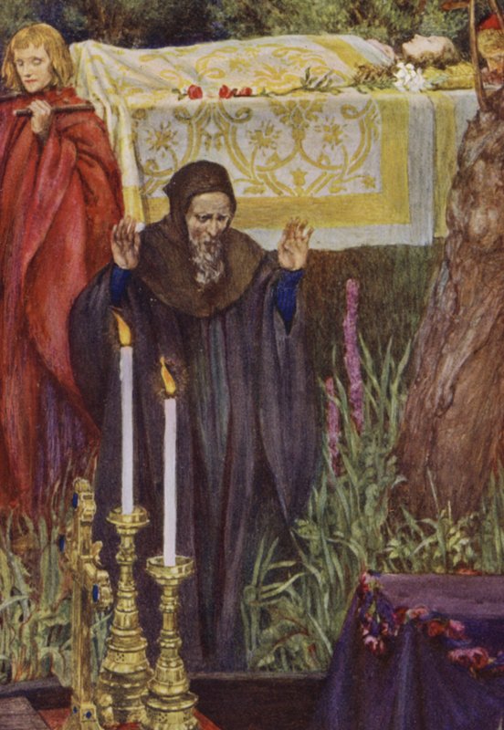 Illusztráció: Alfred Lord Tennyson A király idilljeihez (színes litó) alkotó: Eleanor Fortescue Brickdale