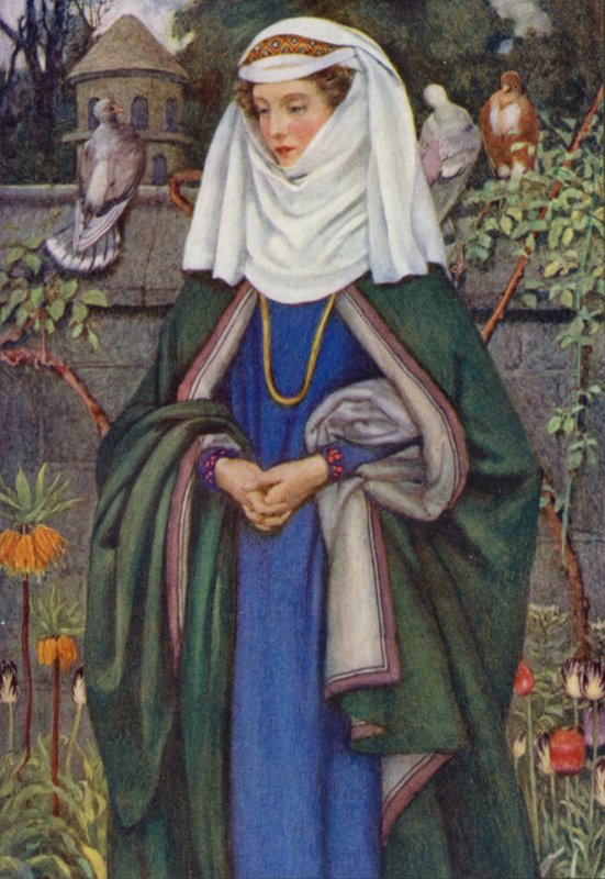 Illusztráció: Alfred Lord Tennyson A király idilljeihez (színes litó) alkotó: Eleanor Fortescue Brickdale