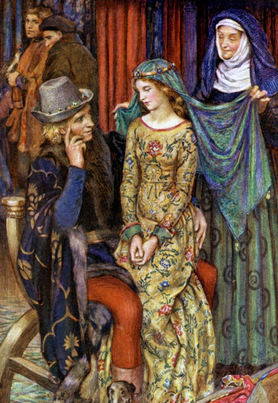 Illusztráció: Alfred Lord Tennyson A király idilljeihez (színes litó) alkotó: Eleanor Fortescue Brickdale