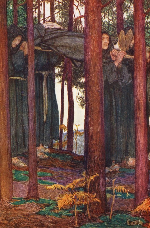Michael Fairless illusztrációja a The Gathering of Brother Hilariushoz (színes litográfia) alkotó: Eleanor Fortescue Brickdale