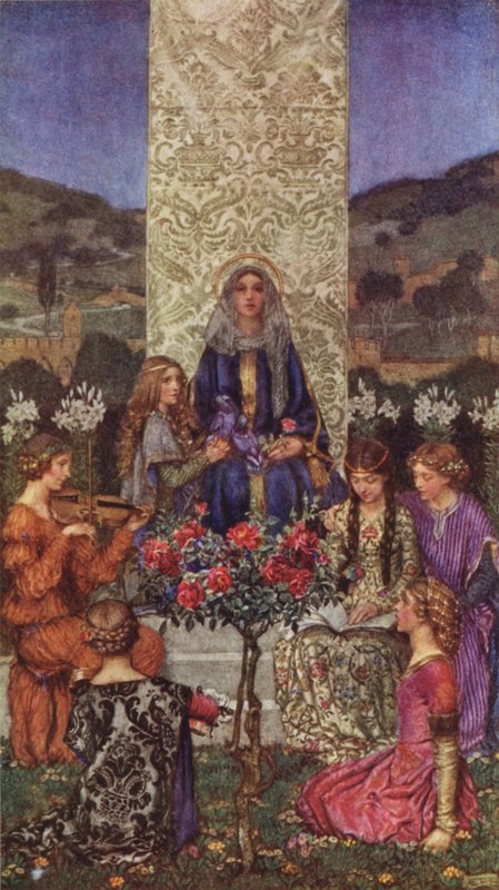 A Szűzanya Magnificatot énekel, édesen felülmúló hangokkal (színes litó) alkotó: Eleanor Fortescue Brickdale