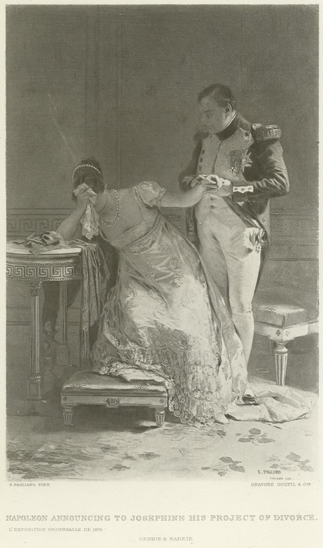 Napóleon bejelenti Josephine-nek a válási tervét (mélynyomás) alkotó: Eleuterio Pagliano