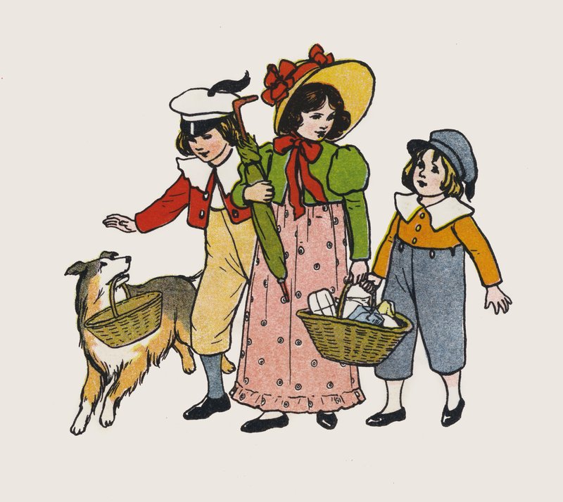 Sétálni induló gyerekek (színes litó) alkotó: Elise H. Stewart