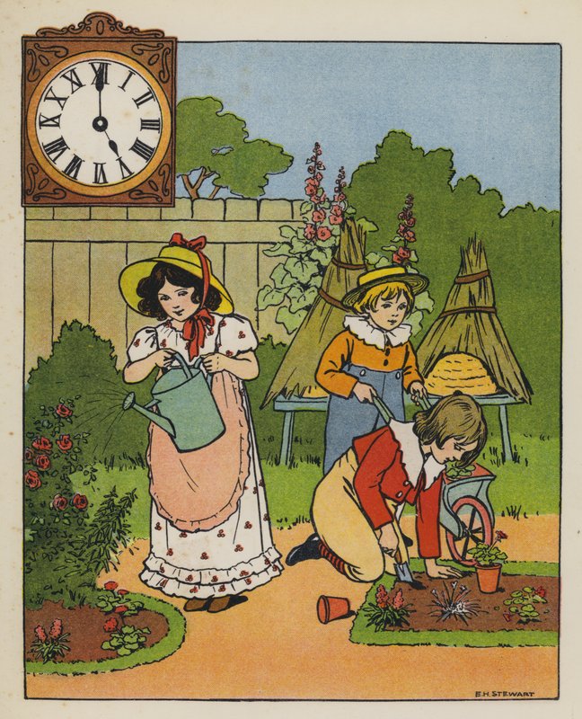 Kertészeti idő (színes litó) alkotó: Elise H. Stewart